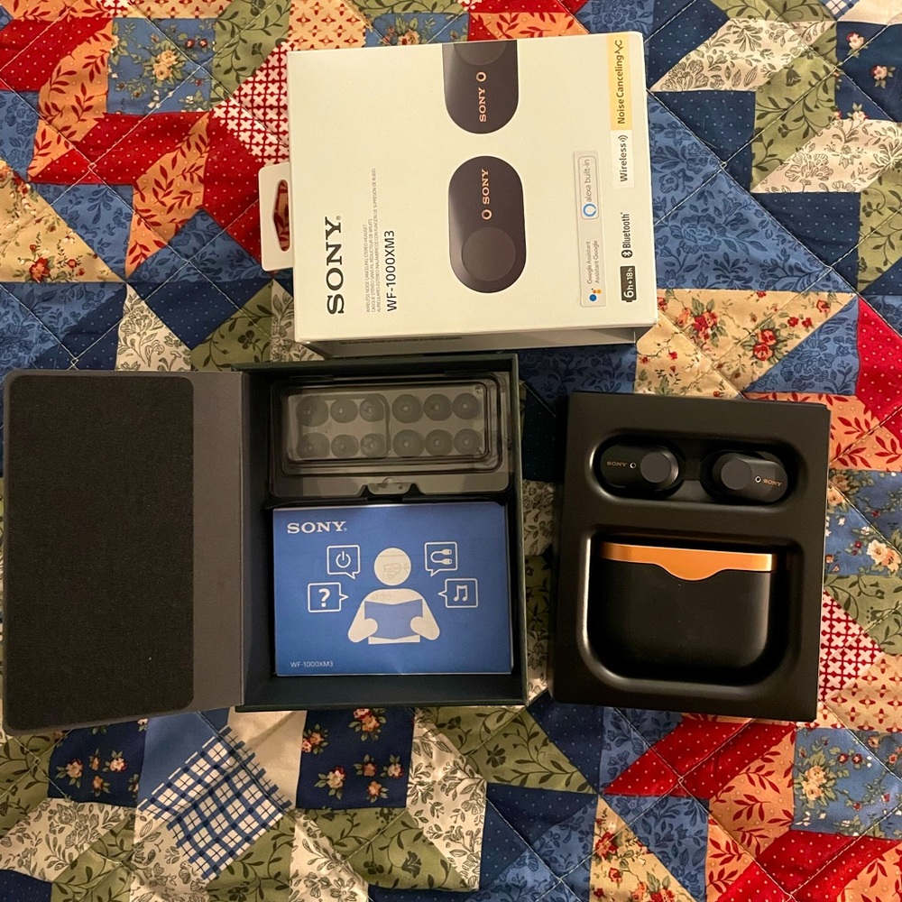 Sony WF-1000XM3 earbuds with active noise cancellation-like new